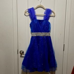 Royal Blue Sparkly Dress with bow in the back